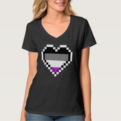 Asexual heart pride Pixel art T_Shirt