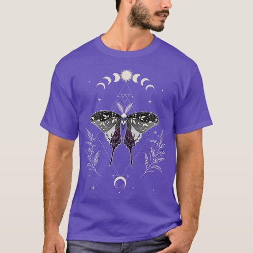 Asexual Luna Moth Celestial  LGBT Pride Flag T_Shirt