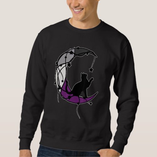 Asexual Moon Space Cat Lgbt Black Cat Asexual Prid Sweatshirt