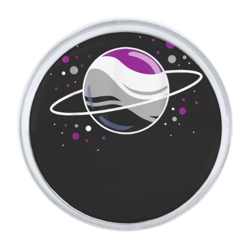 Asexual Outer Space Planet Ace Pride Silver Finish Lapel Pin