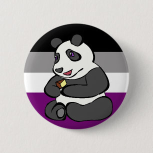Asexual Panda eating Cake Button
