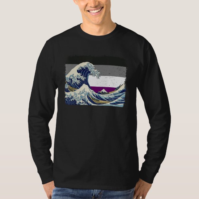 Asexual Pride Ace Flag Great Wave off Kanagawa Sub T-Shirt (Front)