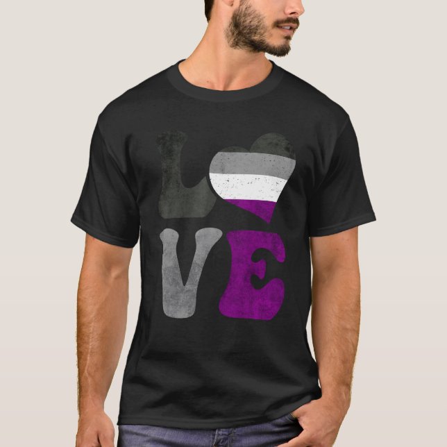 Asexual Pride Ace Flag LOVE Heart LGBTQ T-Shirt (Front)