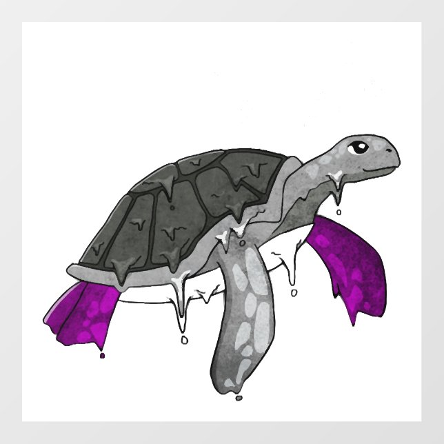 Asexual Pride Ace Flag Sea Turtle Subtle LGBTQ Wall Decal (Front)