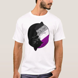 Asexual Pride Ace Pride LGBT Gay Yin Yang Cats T-Shirt