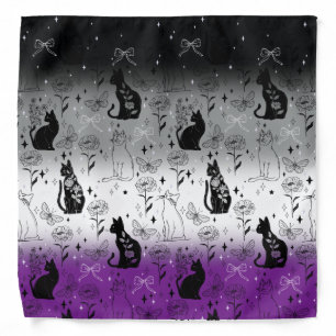 Asexual Pride Black Cat - Mystical Witchy Bandana