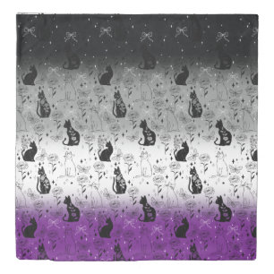 Asexual Pride Black Cat - Mystical Witchy Duvet Cover