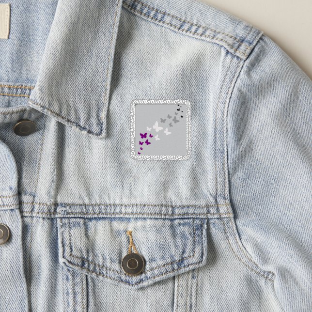 Asexual Pride Butterfly Trail Patch (On Jacket)