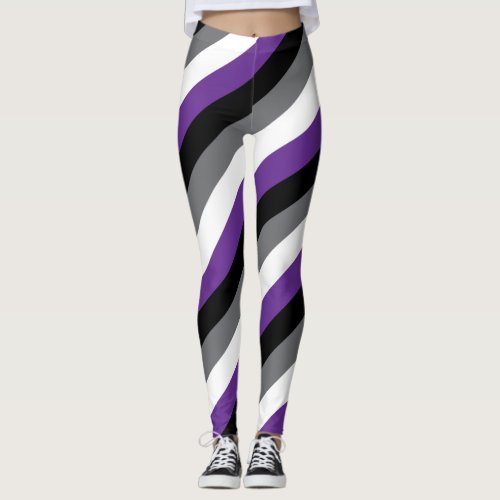 Asexual Pride Colors Stripe Leggings