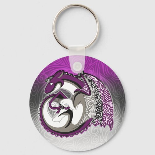 Asexual Pride Dragon Button Keychain