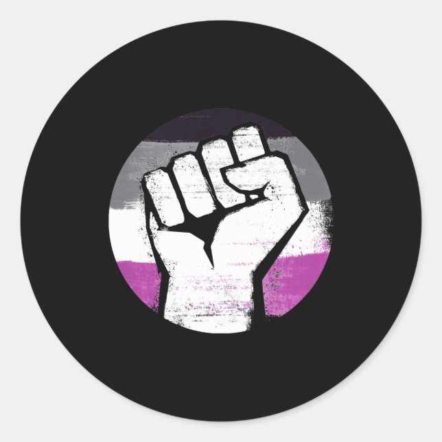 Asexual Pride Fist Circle Print Classic Round Sticker (Front)