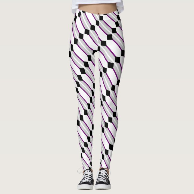 Asexual Pride Flag Art by EelKat Wendy C Allen Leggings (Front)