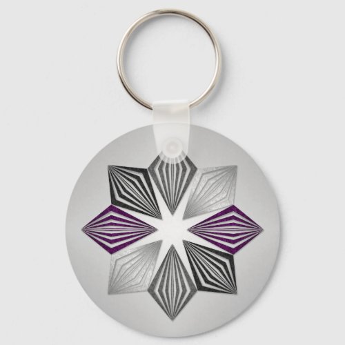 Asexual Pride Flag Colored Geometric Starburst Keychain