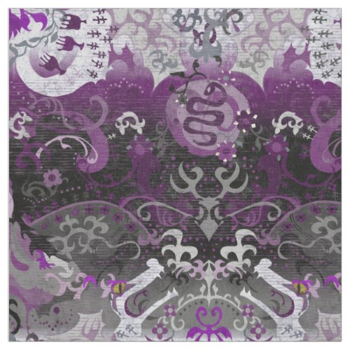 Asexual Pride Flag Colors Dragon Damask Fabric