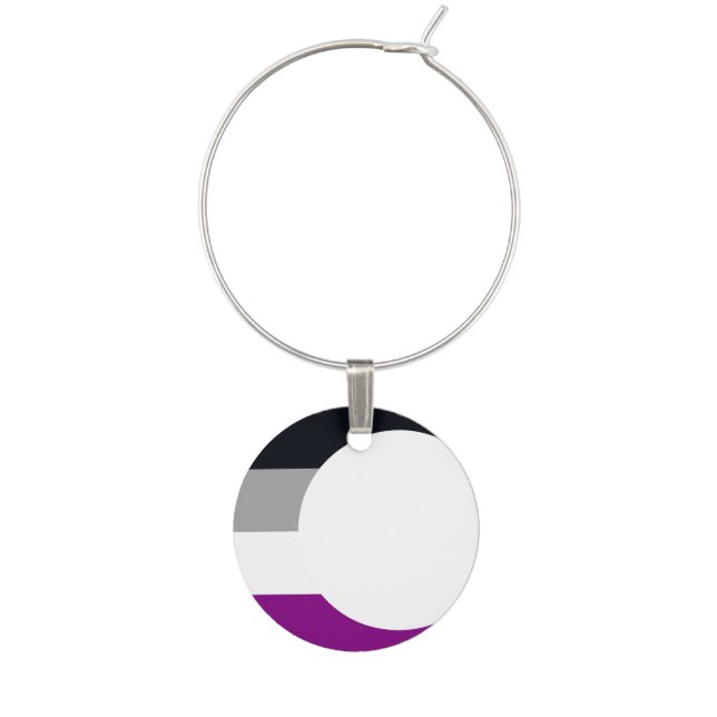 Asexual Pride Flag Crescent Moon Wine Charm (Front)