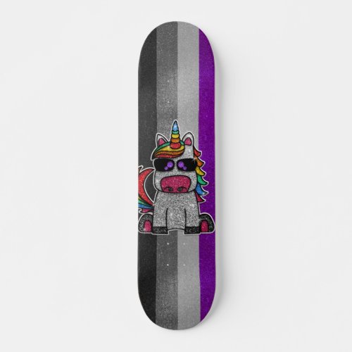 Asexual Pride Flag Glitter Rainbow Unicorn LGBTQ Skateboard