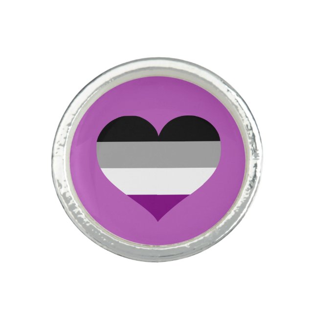 Asexual Pride Flag Heart Motif Ace Pride 2024 Ring (Front)
