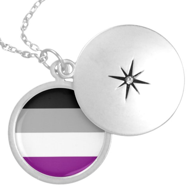 Asexual Pride Flag Locket Necklace (Front)