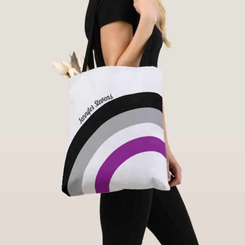 Asexual Pride Flag Rainbow Arc Monogram Tote Bag