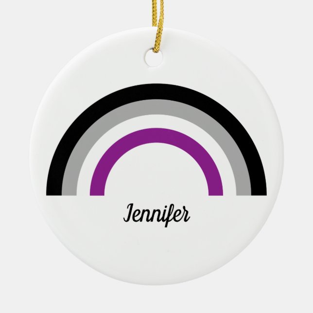 Asexual Pride Flag Rainbow Personalized Ceramic Ornament (Front)