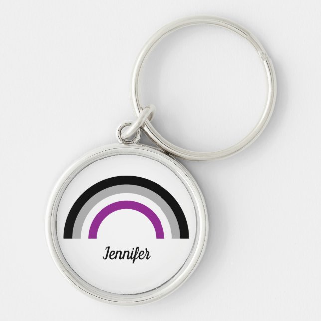 Asexual Pride Flag Rainbow Personalized Keychain (Front)
