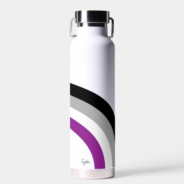 Asexual Pride Flag Rainbow Personalized Water Bottle (Front)
