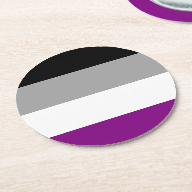 Asexual Pride Flag Round Paper Coaster (Angled)