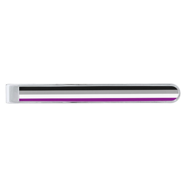Asexual Pride Flag Silver Finish Tie Bar (Front)