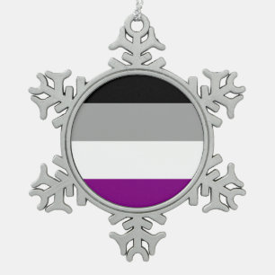 Asexual Pride Flag Snowflake Pewter Christmas Ornament