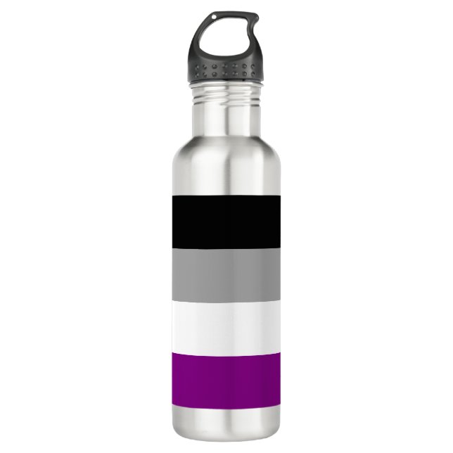 Asexual Pride Flag Stainless Steel Water Bottle (Front)