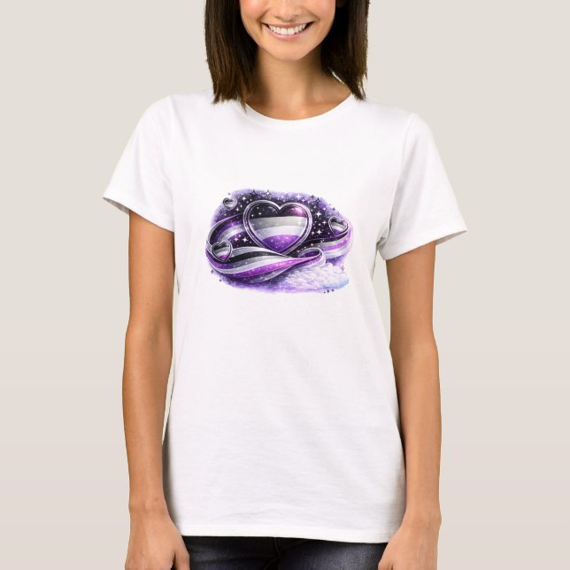 Asexual Pride Galaxy Heart T-Shirt Design  (Front)