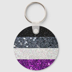Asexual Pride glitter keychain