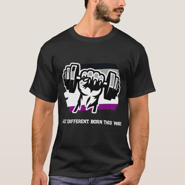 Asexual Pride Gym Shirt — Fist Dumbbell 2026 Tee (Front)