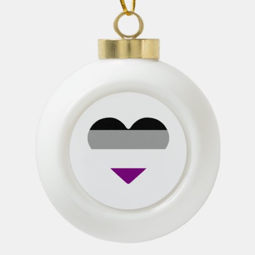 Asexual Pride Heart Ceramic Ball Christmas Ornament