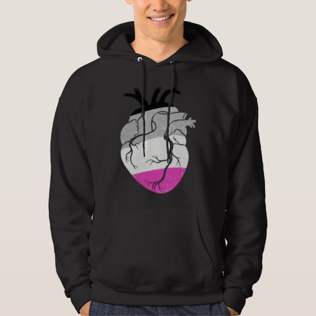 Asexual Pride Heart Flag Hoodie (Front)