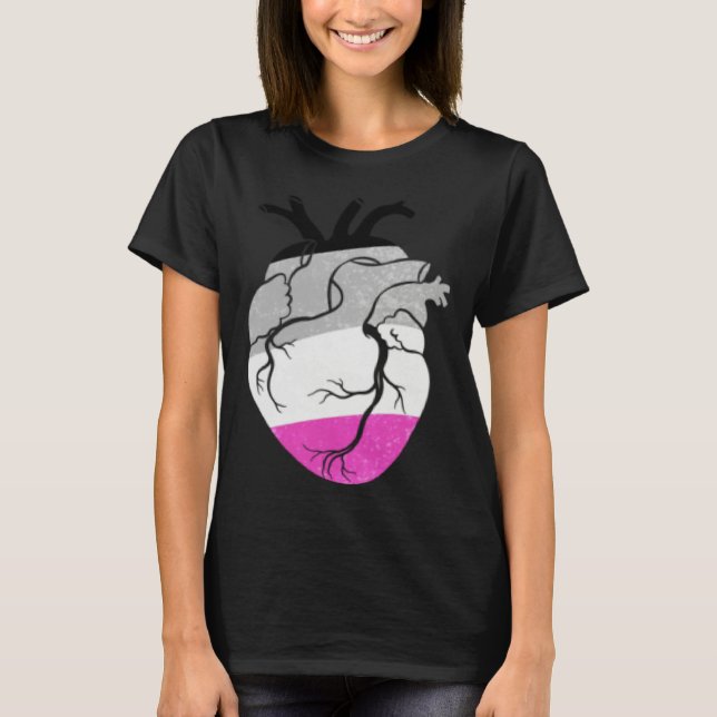 Asexual Pride Heart Flag T-Shirt (Front)