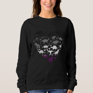 Asexual Pride Heart LGBT-Q Gay Pride Flag Dinosaur Sweatshirt