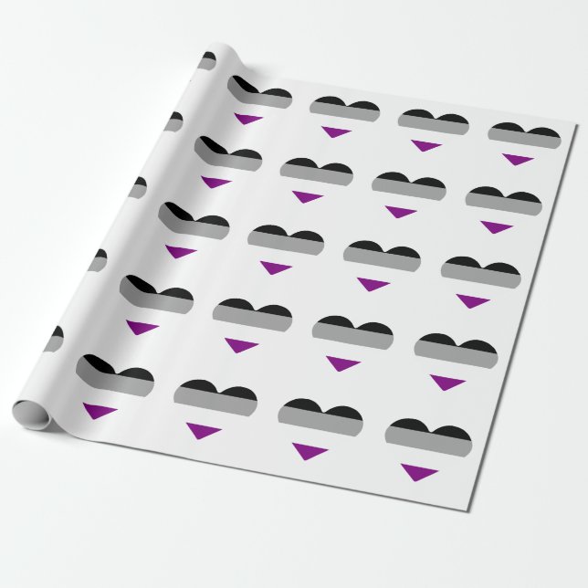 Asexual Pride Heart Wrapping Paper (Unrolled)