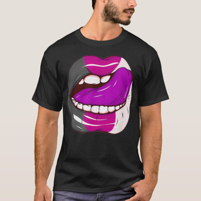 Asexual Pride LGBTQ Ace Lips Party T-Shirt (Front)