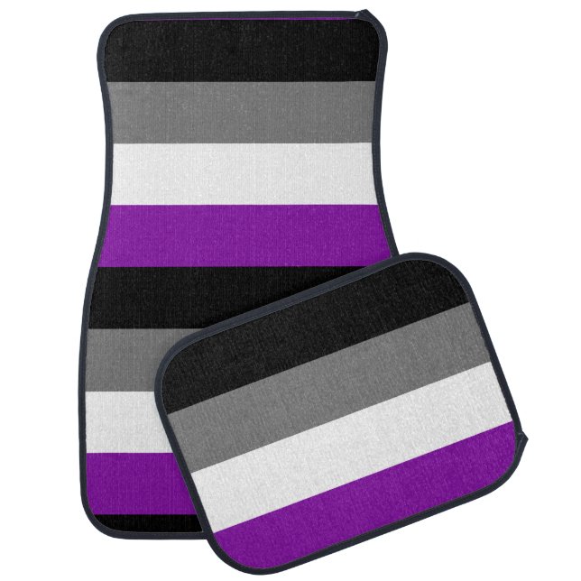 Asexual Pride, LGBTQ Pride, Striped Print Car Floor Mat (Set)