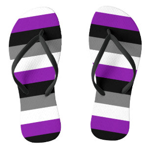 Asexual Pride, LGBTQ Pride, Striped Print Flip Flops
