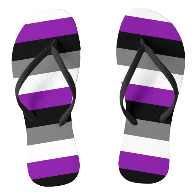 Asexual Pride, LGBTQ Pride, Striped Print Flip Flops (Footbed)