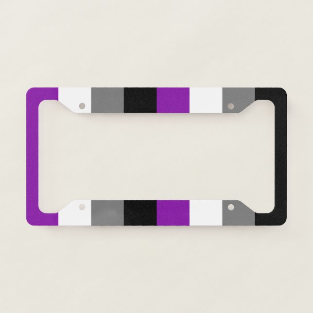Asexual Pride, LGBTQ Pride, Striped Print License Plate Frame (Front)