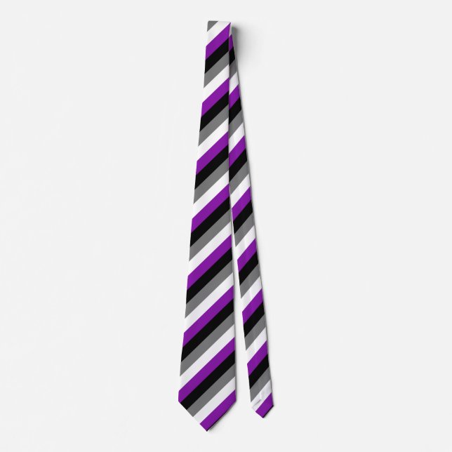Asexual Pride, LGBTQ Pride, Striped Print Neck Tie (Front)