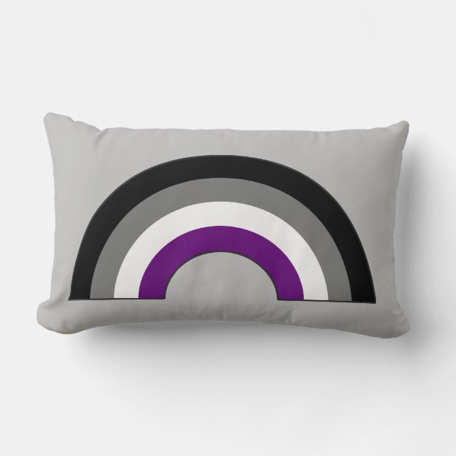 Asexual Pride Rainbow + Ace | Demi | Grey Lumbar Pillow (Front)