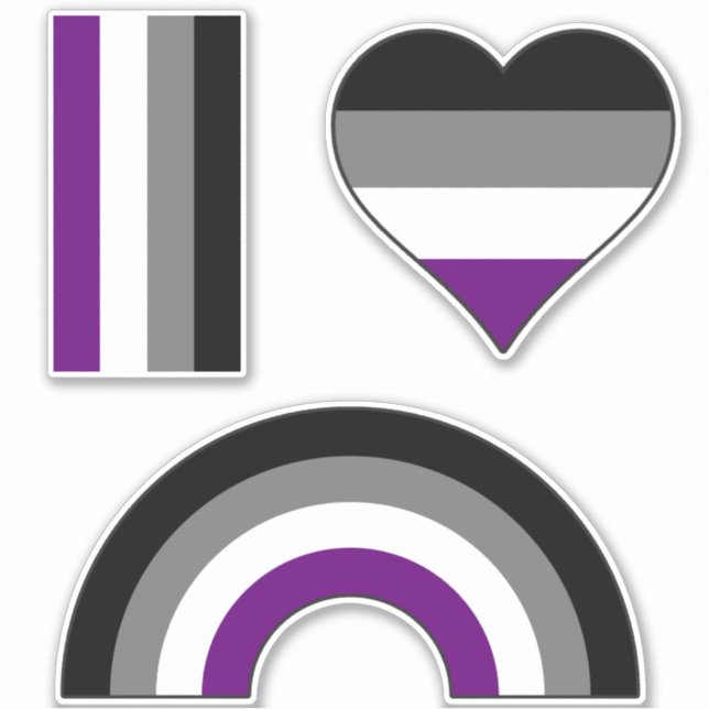 Asexual Pride Rainbow +{ Ace | Demi | Grey }+ Sticker (Front)