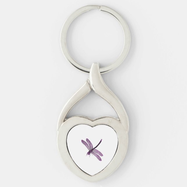Asexual Pride Vintage Dragonfly Art Keychain (Front)