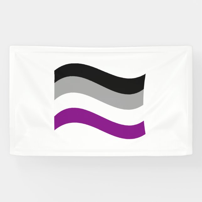 Asexual Pride Wavy Flag Banner (Horizontal)
