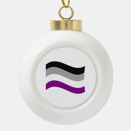 Asexual Pride Wavy Flag Ceramic Ball Christmas Ornament