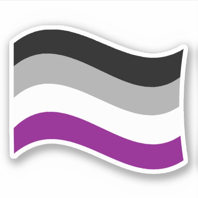 Asexual Pride Wavy Flag Sticker (Front)